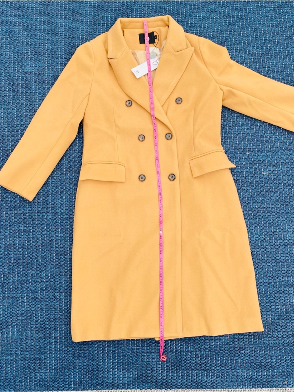 Camel Longline Coat Women’s Large Double Breasted Wool Blend Tailored Jacket NWT